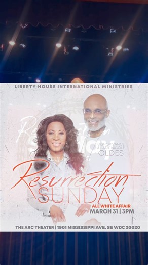 Join us for our Resurrection Sunday Service 2024. Expect to be liberated‼️ @bishopoldes _____________________ LIBERTY HOUSE THEARC Theater 1901 Mississippi Ave. SE Washington D.C. 20020 Sunday @ 3pm | Liberty House | Facebook