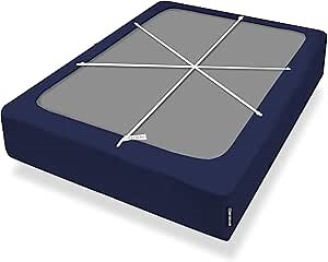 Bedecor 4-9 Inches Box Spring Cover Full Size Navy Blue with Stretchy Jersey Fabric Bed Frame Cover Wrap Around 4 Sides Elastic Bed Skirt Alternative Boxspring Cover Full/Full XL