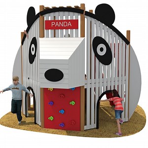 [Hot Item] Panda Series Wooden Drilling Hole Climbing Slide Combination