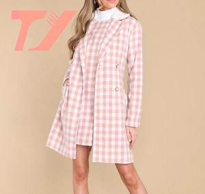 [Hot Item] Fashion Early Autumn Ladies Lapel Button Down Flannel Plaid Shirts Coat Long Sleeve Custom Women Jacket