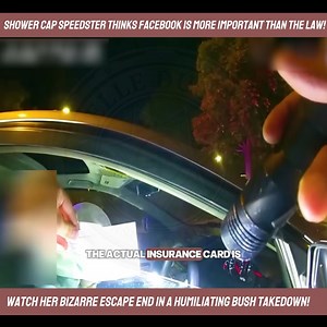 No license, open alcohol, and a shower cap—this girl was a walking reality check. She thought scrolling Facebook would make the cops go away, but she ended up face-first in a bush. Watch her privileged attitude crumble into a humiliating arrest.#PoliceBodyCam #ViralReel #police #cops #usa | Elle Dudley