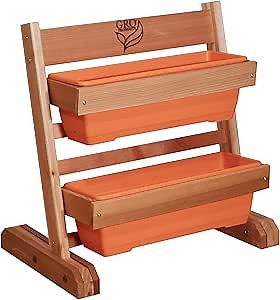 CGS-2024CI-O Vertical Garden Cedar Planter, Irrigation, Casters, 24" x 26", Orange