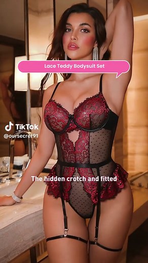 2-Piece Women Lace Bodysuit Lingerie Outfits With Garter Straps, Night Of Seduction' Luxury Teddy Set, Hidden Crotch For Easy Wear, Feel Cherished And Confident, The Perfect Surprise Christmas & Valentine's Lingerie Gift For Her