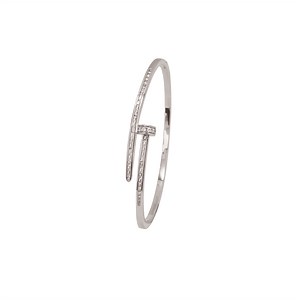 Nail Cuff Bracelet for Women & Men, Silver Plated Alloy with CZ Stones Open Design, Elegant Unisex Jewelry Gift - Walmart.com