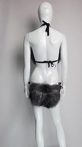 Real Silver Fur Bikini With Elasticated Drawstrings, Natural Fur Bikini, Silver Fur Bikini, Fur String Bikini, Fur Top - Etsy