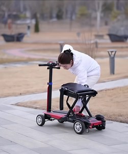 Foldable 4 Wheel Electric Mobility Scooter for Seniors & Adults, Lightweight Portable Travel Scooter with Removable Battery, Heavy Duty 260lbs Capacity, Airline Approved
