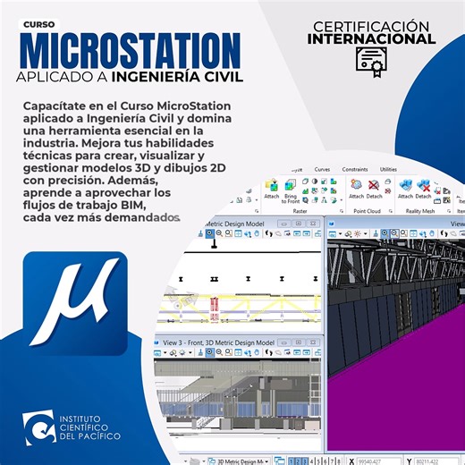 Mayor información📱: https://bit.ly/43aJa77 Curso MicroStation aplicado a Ingeniería Civil - Básico 🎯 ¿Quieres dominar MicroStation desde cero y aplicarlo en proyectos reales de ingeniería civil? Inscríbete en el curso y aprende a diseñar, modelar y gestionar entornos de trabajo profesionales para obras de infraestructura. 📌 ¿Qué lograrás? ✅ Gestionar espacios y planes de trabajo en MicroStation de forma estructurada ✅ Configurar niveles, referencias y comandos de visualización con precisión ✅