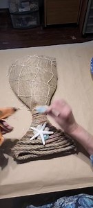 Easy , Neutral Coastal Decor Mermaid 🧜‍♀️ Tail #mermaid #coastaldecor #dollartree #dollartreediy #dollartreecrafts #seashore #passionatepaintedlady | The Passionate Painted Lady