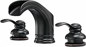 BWE Waterfall 8-16 Inch 3 Holes Two Handle Widespread Bathroom Sink Faucet Oil Rubbed Bronze Commercial