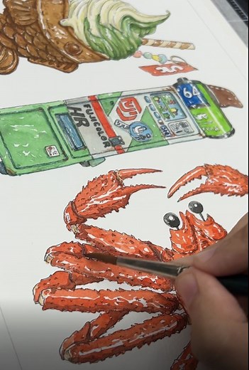 33 reactions | Watercolor painting process by by une Arthur Ortega (@arthurortega.une) Inspired by places and things from Osaka, Japan! Check out the process video✨ #koiwatercolors #watercolorpainting #watercolorprocess #watercolordaily #illustration | Sakura Color Products Corporation | Facebook