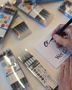 MORE NEW!! 🎉 We just got in these lovely watercolor brush pens from Japanese company Akashiya! Available in six different 5-color sets (30 total colors!), and a Thin Line permanent ink set in dark neutral tones! All feature a fine point real brush for super thin and thick lines! https://wetpaintart.com/brand/a/aitoh/akashiya-pens/ | Wet Paint