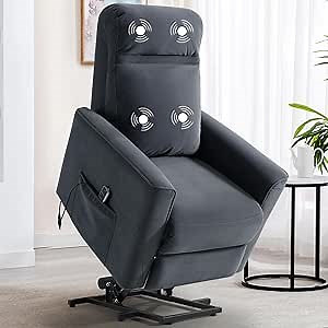 Power Lift Recliner Chair for Elderly，Ergonomic 3D Massage and Remote Control LFT Function (Blue)