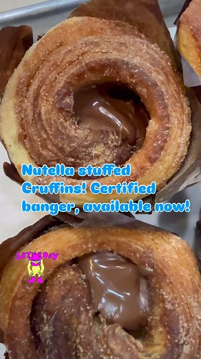 First time in store today. Nutella stuffed cruffins. All the sin you ever wanted! #cruffins #yesitsfresh #yeahthatgreenville #bakery | Great Harvest Bread Company- Greenville, SC