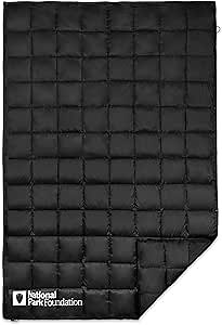 National Park Foundation Premium Puffy Camping Blanket for Backpacking, Outdoors, Beach, 650 Fill Water Resistant Reversible Snap Up Quilt