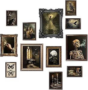 Skyists Dark Academia Decor, Victorian Wall Art, Gothic Home Decor, Dark Moody Decor Aesthetic, Creepy Goth Posters - Vintage Gothic Painting for Home Bedroom Decorations (8x10 Unframed)