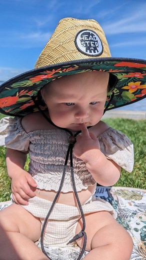 Headster Lifeguard Hat. Perfect for all your summer adventures . . . . . #hat #summer #beach #strawhat #hats #adventurehat #summerdays #lake #lakelife #sylvanlakeab #sunshine #headster #summeressentials #sunburn | Baby Footprint