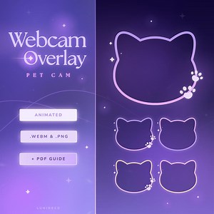 Animated Pet Cam Overlay | Webcam Frame | Cat Animal Pastel Dreamy Aesthetic Kawaii Stars Paw Pink Purple Minimal | Twitch | OBS Streamlabs - Etsy UK