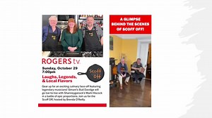 2K views · 18 reactions | Bud Davidge and Mark Hiscock do a little impromptu performance of Music & Friends, while recording Sunday's Scoff Off with host Brenda O'Reilly. Tune in Sunday at 7pm for Scoff Off on RogersTV. | O'Reilly's on George Street | Facebook