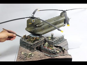 Packing for shipping 1/35 CH47 Chinook model (built from Trumpeter kit)