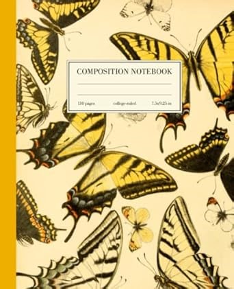 Amazon.com: Composition Notebook College Ruled: Yellow Butterfly Vintage Botanical Illustration | Cute Aesthetic Journal For Girls, Teens, Women | Wide Lined: 9798436055862: Wunderart, C.C.: 圖書
