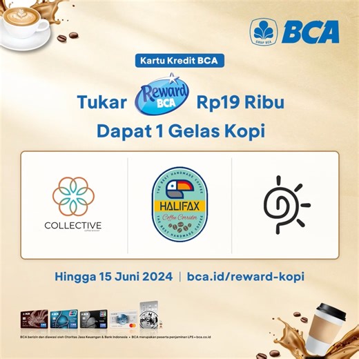 Ngopi hemat dengan Reward BCA ☕ Bisa ngopi cantik dengan tukar Reward BCA Rp19 ribu, nih! Yok intip menu dan coffee shopnya di sini bca.id/3J2Nn38 😍 | Kartu Kredit BCA