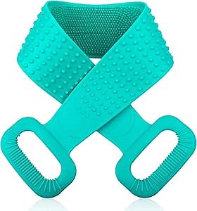 Inmorven Back Scrubber for Shower Silicone 30 inches/76 cm Extra Long Exfoliating Body Brush with Handle for Men and Women Long Lasting and Easy to Clean.(Green)