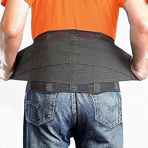 OMAX Lumbar Back Brace Immediate Lower Back Pain Relief, Dual Adjustable Support Belt for Men/Women for Work, Breathable Mesh Waist Brace for Herniated Disc, Sciatica, Black, X Large 43"-48"