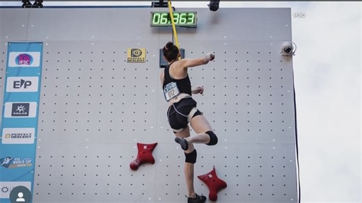 Emma Hunt wins gold at Speed Climbing World Cup