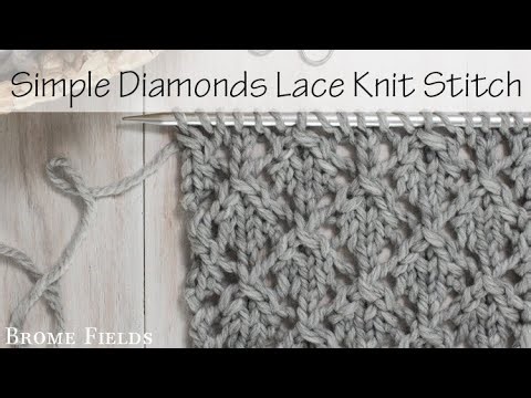 Simple Lace Diamonds Knitting Stitch Pattern : Day 12