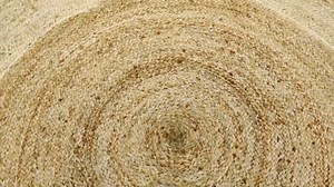 Octagon Shape Round Rug 4' Circle Area Rug Solid Beige Pattern Hand Braided Jute 0.27" Thick Natural Jute Flatweave Hand Woven Mat Indoor Outdoor Use Kitchen,Bedside,Enterway