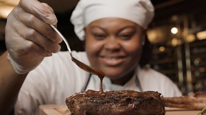 Seafire Steakhouse at Atlantis Bahamas dishes up the delicious prime cut Tomahawk from their menu. #NPIFoodies Take in the atmosphere with rustic brick, illuminated amber glass and eclectic artwork combine with the smoked, seared and grilled flavors of succulent fare. Dine on lemon-pepper tuna, coriander-crusted beef carpaccio, sweet Bahamian lobster tails and the finest cuts of prime beef, paired with an excellent collection of fine wines and signature martinis. Discover more at https://bit.ly/