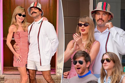 Kelly Ripa and Mark Consuelos dress up as Taylor Swift and Travis Kelce at the US Open for Halloween