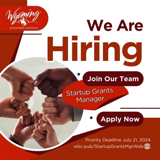 41 reactions · 12 shares |  Exciting News!  We're searching for a Startup Grants Manager to join our team and champion innovation. Are you passionate about supporting budding entrepreneurs and fostering growth? Join us in empowering the next generation of startups to thrive! Learn more and apply at wbc.pub/StartupGrantsMgr1 #Hiring #StartupGrantsManager #Innovation #Entrepreneurship #JoinOurTeam | Wyoming Business Council | Facebook