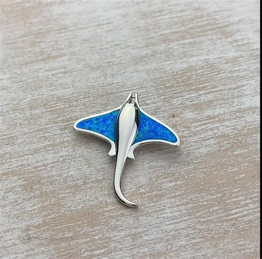 925 Sterling Silver Lab Opal Manta Ray Pendant, Bracelet Charm, Ocean, DIY, (C855) - Etsy