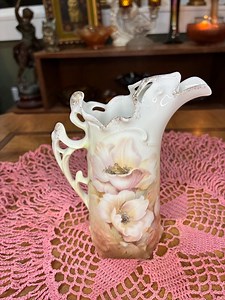 Antique RS Germany Porcelain Creamer Pitcher Hand Painted White Anemone Flowers RS Prussia Era 1800s to Early 1900s - Etsy