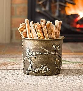Plow & Hearth Pine Cone Cast Aluminum Fatwood Bucket with 5 lbs. Fatwood