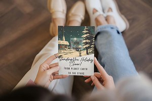 Vintage Alien Christmas Card | Retro Sci-fi Holiday Greeting | Snowy Forest Scene | Space-themed Festive Card | Instant Download - Etsy