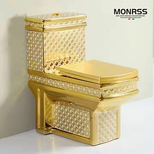 [Hot Item] Floor Mounted Water Closet Bathroom Commode Wc Square Gold One Piece Toilet
