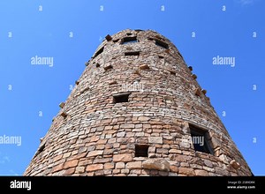 Desert View Watchtower - designed in 1932 by Mary Colter incorporating Hopi elements into its design with murals by Fred Kabotie Stock Photo - Alamy