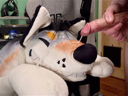Cumming on my wolf plush
