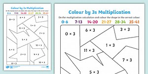 Colour by 3s Multiplication Activity Worksheet