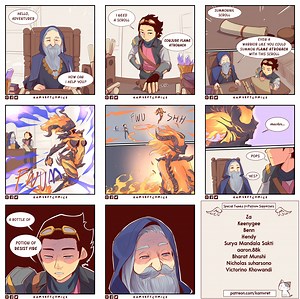 Kamvret Comics Flame Atronach Fire Resistance Potion Comic | Flame Atronach and Fire Resistance Potion