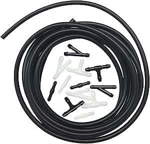 Premium Windshield Washer Hose Kit, 13FT Wash Fluid Tubing with 12PCS Wiper Tube Connectors for Windshield Repair, Car Replacements Parts, Windowscreen Soft Tube Jet for Most Car Window Glass Washing