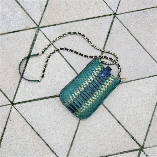 Handmade Python Leather Shoulder Bag | Exotic Women's Purse | Natural Blue Python - Etsy