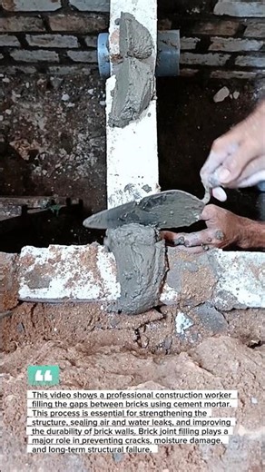 Professional Mason Filling Brick Gaps with Cement Mortar | Brick Joint Repair Process.