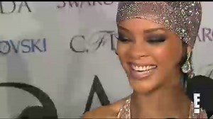 Rihanna on Her CFDA Dress: "Do My T-ts Bother You? They're Covered in Swarovski Crystals!"—Watch Now!