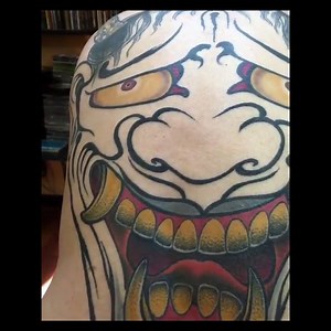 Massive Hannya backpiece in progress by Forrest Cavacco at Cobra Custom Tattoo in Plymouth, MA @iamthecobra 👹 #TATTOODO | Tattoodo