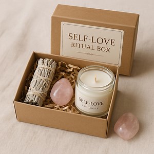 Self-love Ritual Box: Rose Quartz Candle, Sage Bundle & Crystal Healing - Etsy