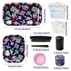 [Hot Item] 13 Pieces Rolling Tray Set Magic Mushroom Cigarette Smoking Set