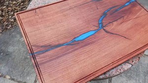 This huge cutting board is available! Measures in at 24" x 16" and has beautiful blue Epoxy resin | Rustic Valley | Facebook